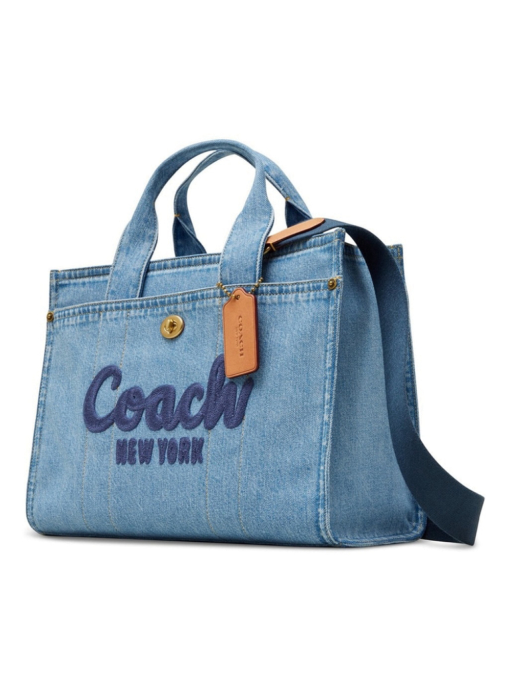 NEW Authentic Coach Medium Denim Cargo Tote in Indigo Blue CR657 NWT - Picture 2 of 8
